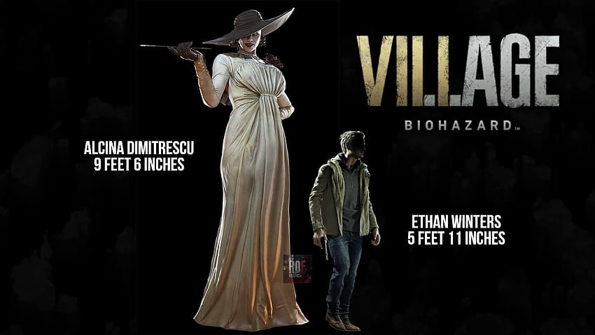 Nun, da wir die offizielle Größe von Alcina Dimitrescu in RE VILLAGE haben, hier ist ein genauer Vergleich mit Ethan Winters. : residentevil HD-Hintergrundbild