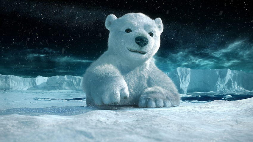 Polar Bear Bear Snow CG Night, polar bear night HD wallpaper