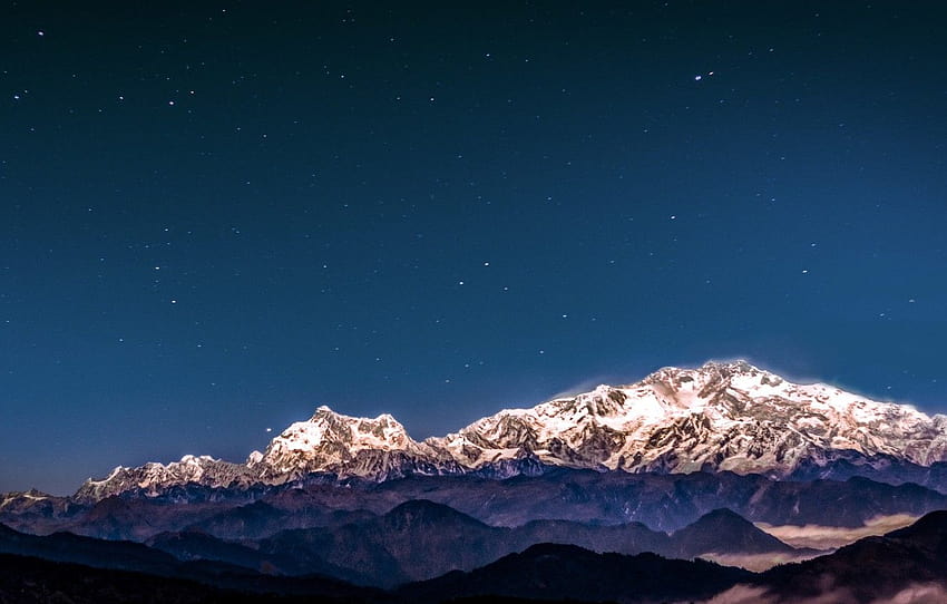 nature, montagnes, montagne, neige, étoiles, collines, vent, sikkim Fond d'écran HD