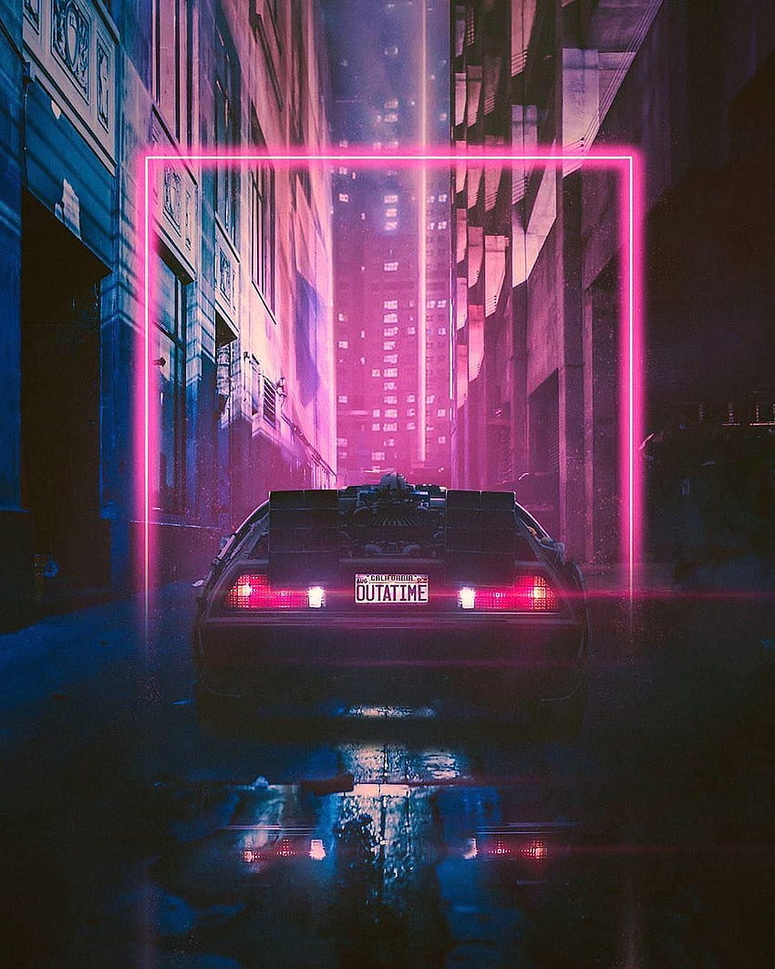 3d synthwave new retrowave car outatime delorean pink neon light, retrowave synthwave ps4 HD phone wallpaper