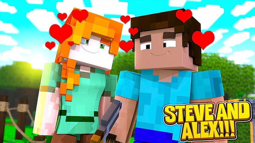 Minecraft steve and alex kissing, minecraft alex and steve wedding HD wallpaper
