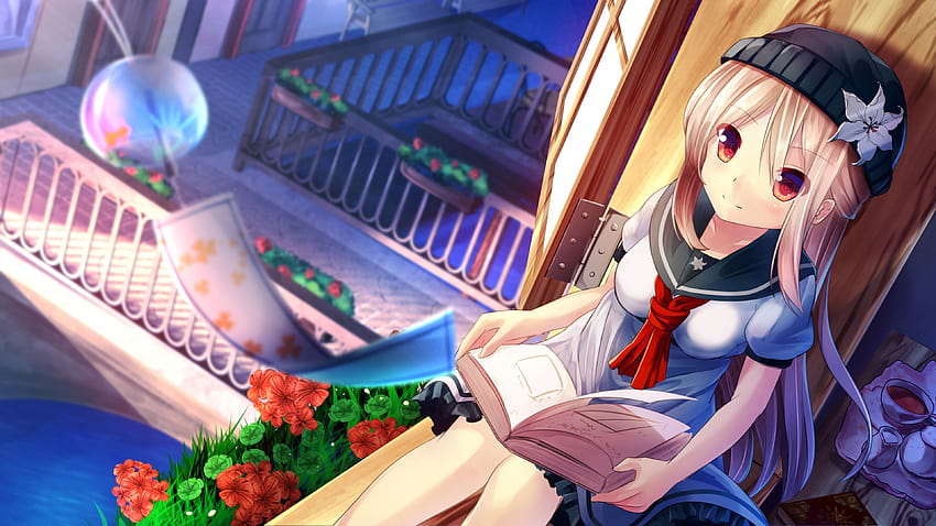 3840x2160 Anime Girl, Sitting, Reading A Book, School Uniform, Wind for U TV, anime girl reading books HD wallpaper