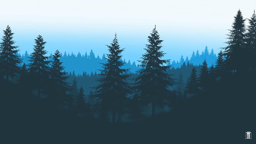 Wald, Bäume, Berge, Kunst, Vektor, Vektorwald HD-Hintergrundbild