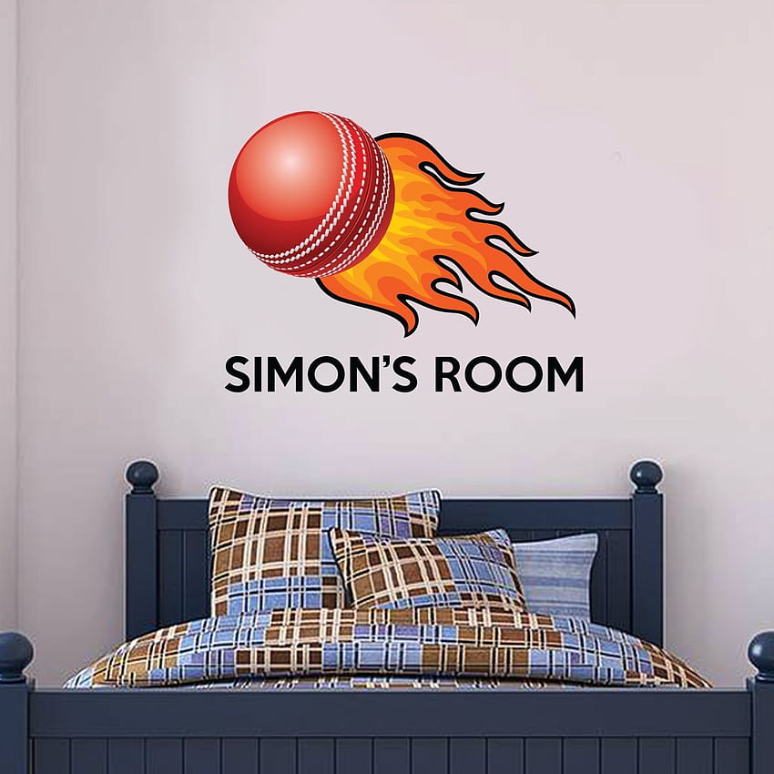 Cricket Ball & Name Wall Sticker 1, wall stickers, cricket wall, kookaburra sticker HD phone wallpaper