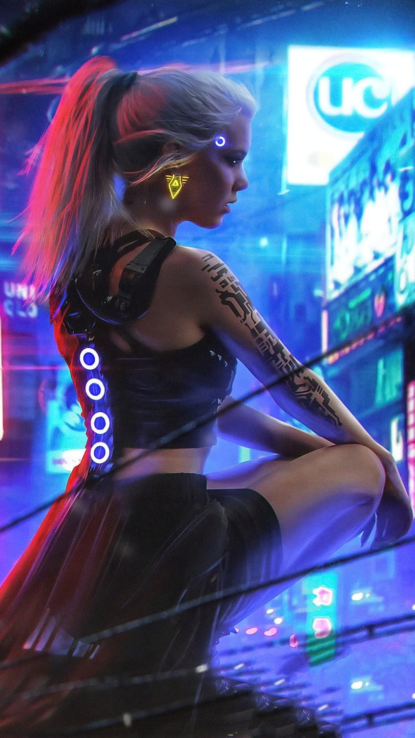 720x1280 Cyberpunk Neon Girl Moto G,X Xperia Z1,Z3 Compact,Galaxy S3,Note II,Nexus, 배경 및 720x1280 소녀 HD 전화 배경 화면