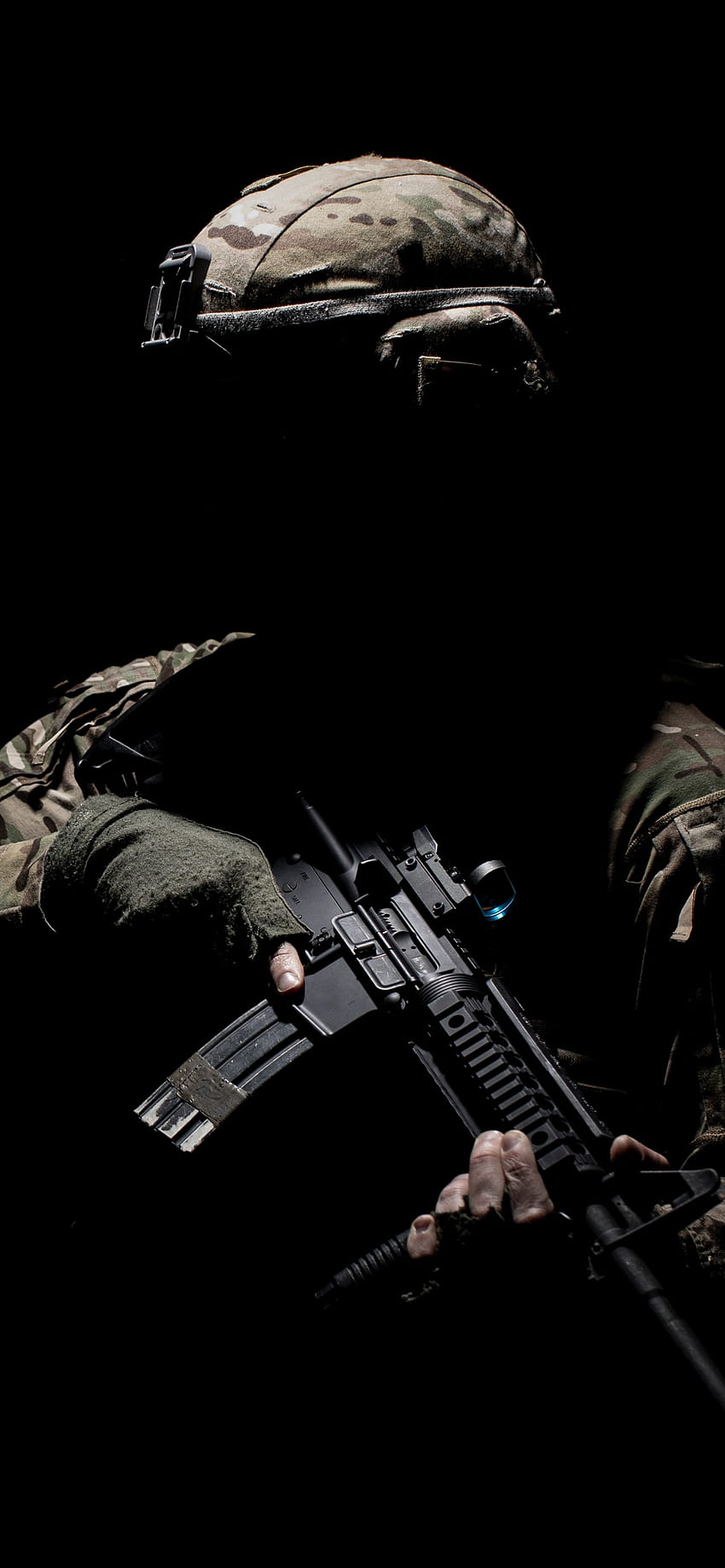 Soldier , Military, Machine gun, War, Silhouette, Black/Dark HD phone wallpaper
