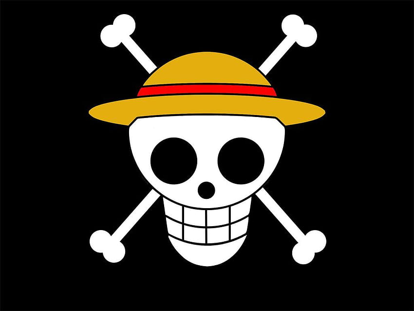 Bandera de One Piece, logotipo de sombrero de paja fondo de pantalla