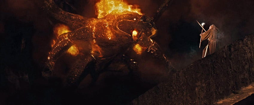 The Balrog was not actually came because of a sound when Pippin, balrog gandalf HD wallpaper