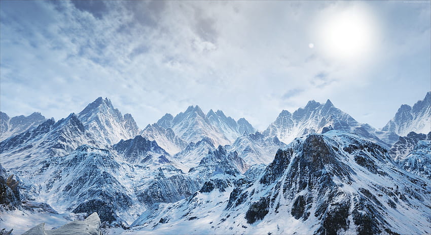  Montañas, nieve, invierno, Naturaleza, montañas nevadas de invierno fondo de pantalla