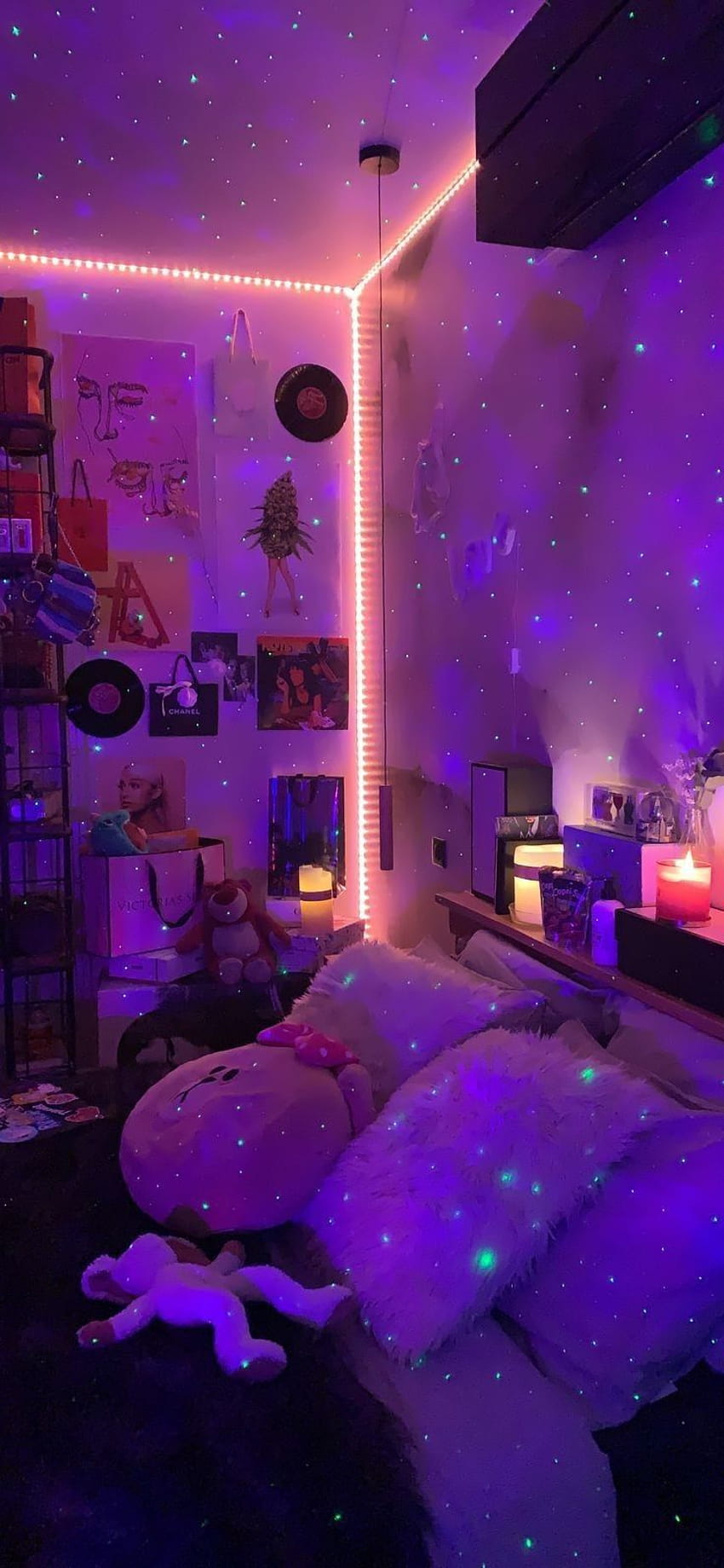 Colorful Neon Vibey Lights, lampu led di kamar tidur wallpaper ponsel HD