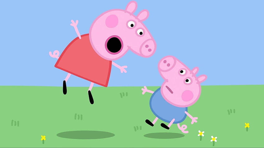 peppa pig and george pig are jumping ... .in, peppa pig cool HD wallpaper
