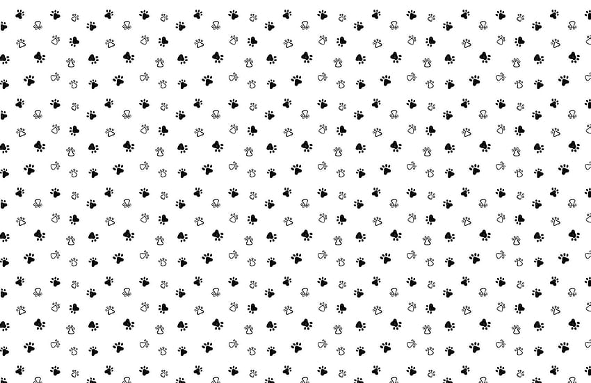 Gray & White Dog Paw Print Pattern, dog print HD wallpaper