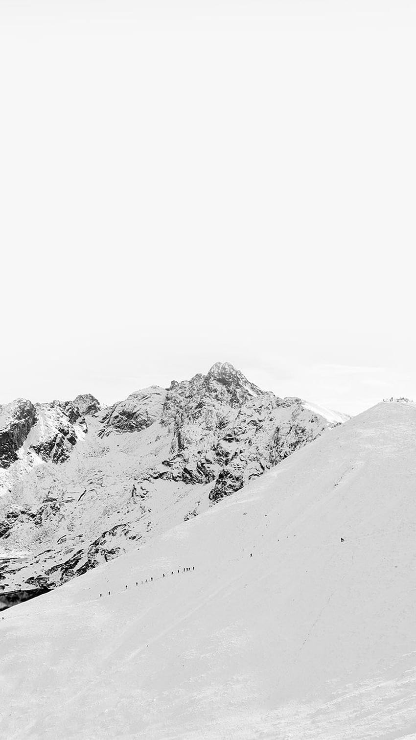 result for black and white mountains minimalist snow, minimilistic winter HD phone wallpaper