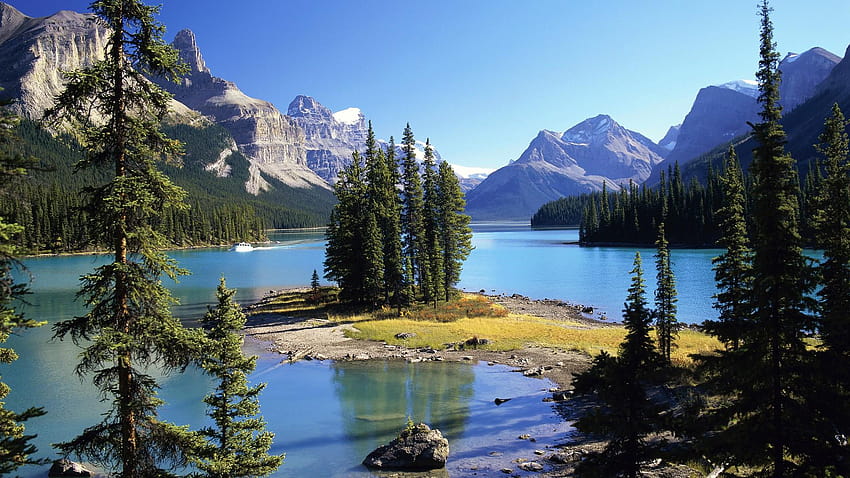 alberta canadá parque nacional jasper lago maligne, lago maligne canadá fondo de pantalla