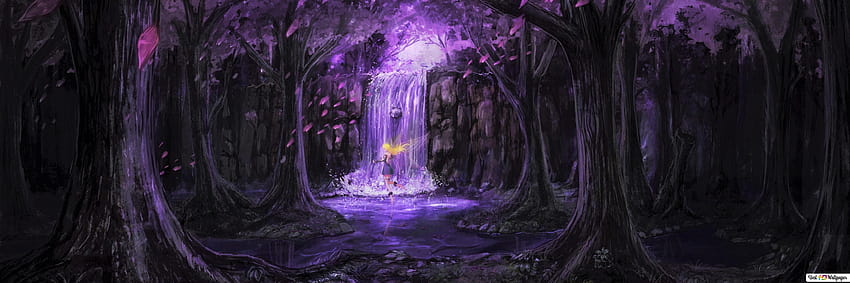 Fairy in Purple Fantasy Forest, abstract forest HD wallpaper