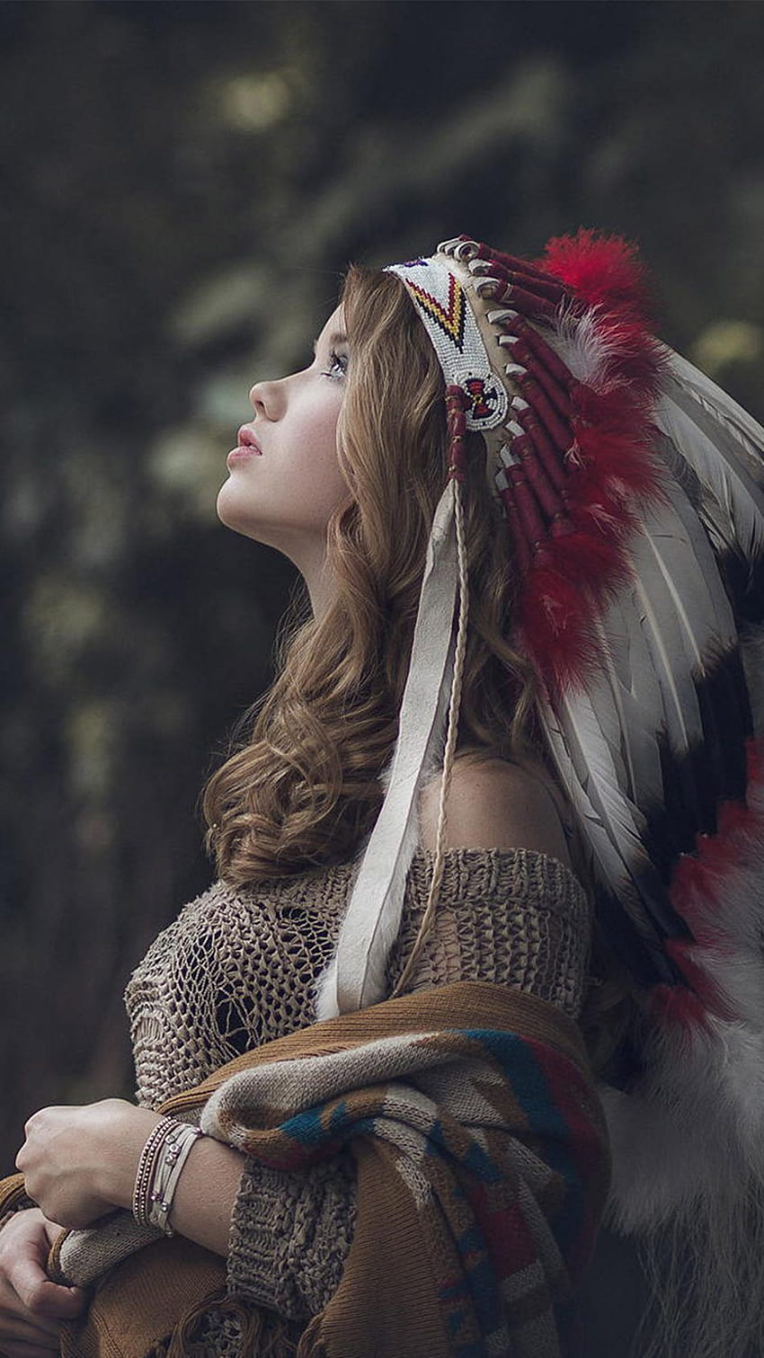 아름다운 아메리카 원주민, 아메리카 원주민 인디언 여성 HD 전화 배경 화면