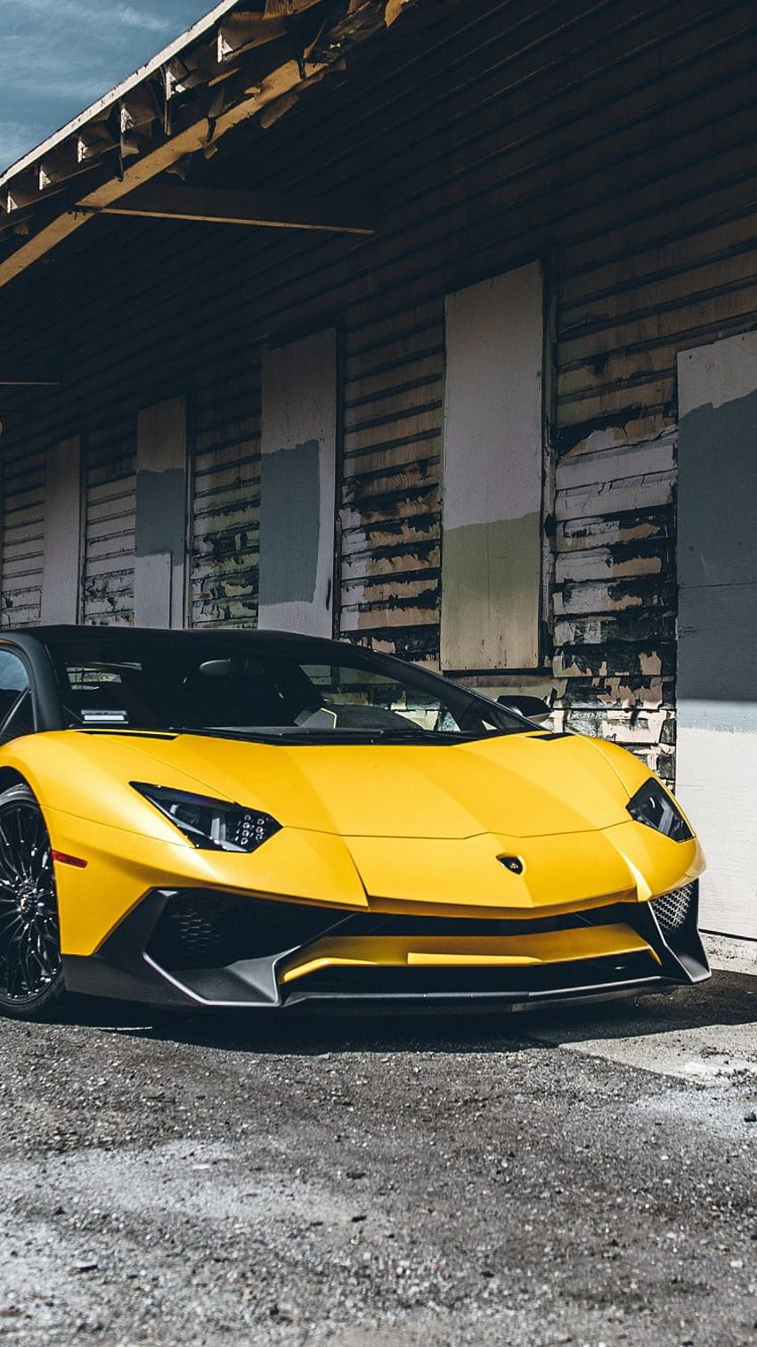 Yellow, sports car, Lamborghini Aventador, sports cars iphone 8 HD phone wallpaper
