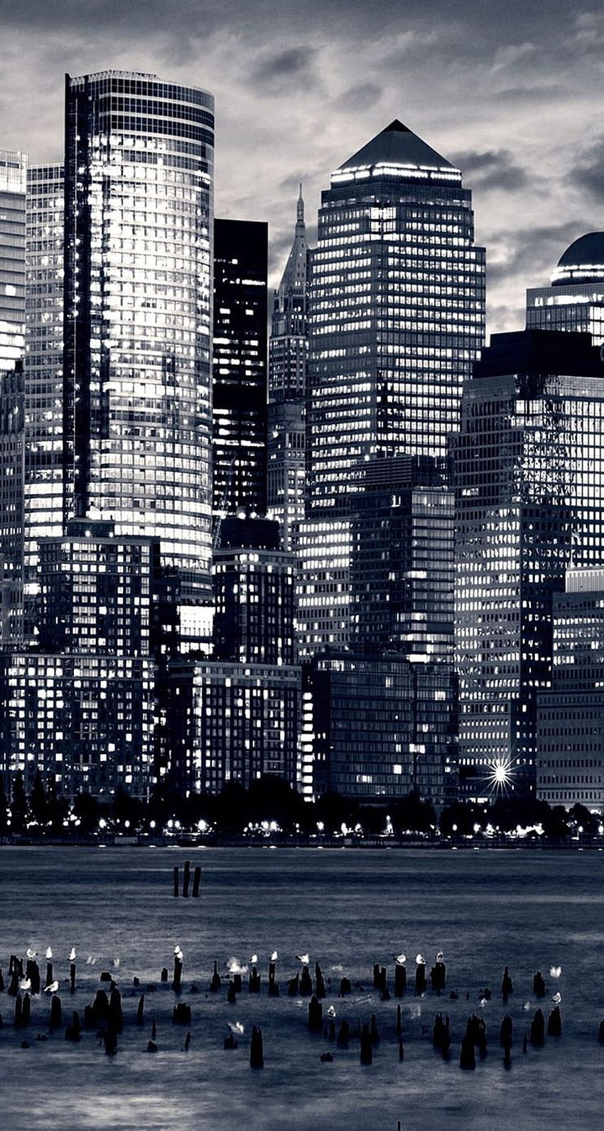 New York şehir merkezi manzarası Hudson nehri HD telefon duvar kağıdı