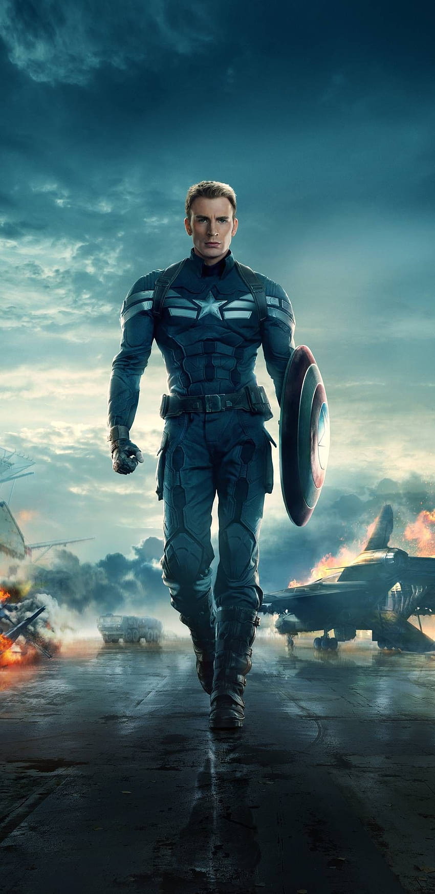 Captain America: The Winter Solider 텍스트 없는 캡틴 아메리카 포스터 HD 전화 배경 화면