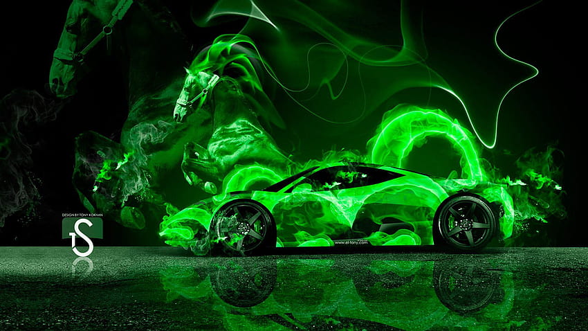 Ferrari, green fire HD wallpaper