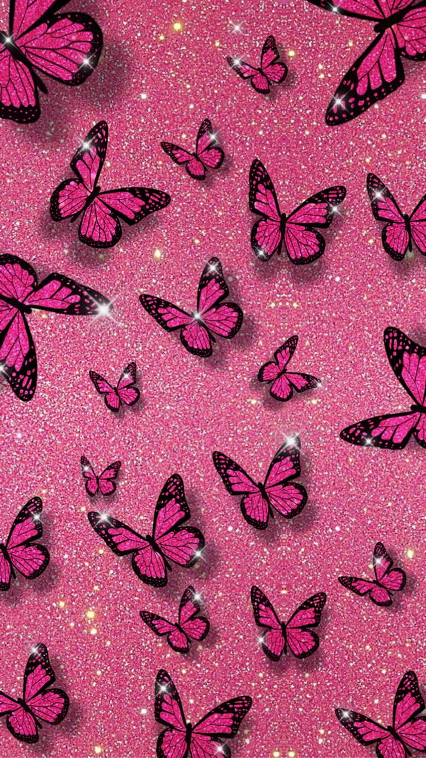 Aesthetic Sparkles Purple Butterflies posted by Michelle Johnson, glitter butterflies HD phone wallpaper