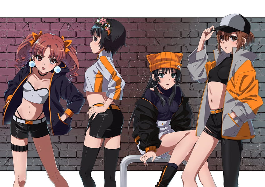 : anime girls, To Aru Kagaku no Railgun, streetwear, Misaka Mikoto, Shirai Kuroko, Saten Ruiko, Uiharu Kazari, zettai ryouiki 2048x1444, sweetwear anime HD wallpaper