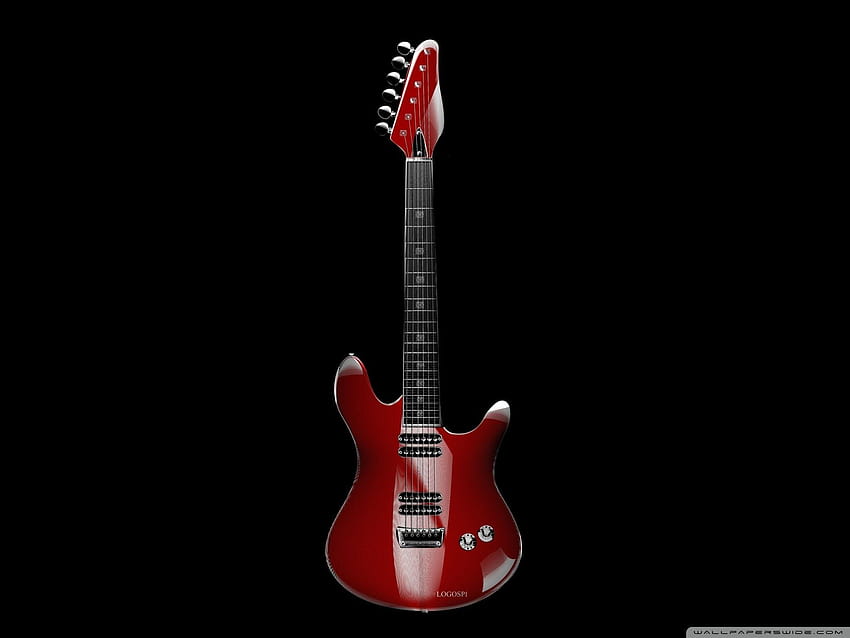 RED GUITAR ❤ for Ultra TV • Tablet, black background guitar HD wallpaper