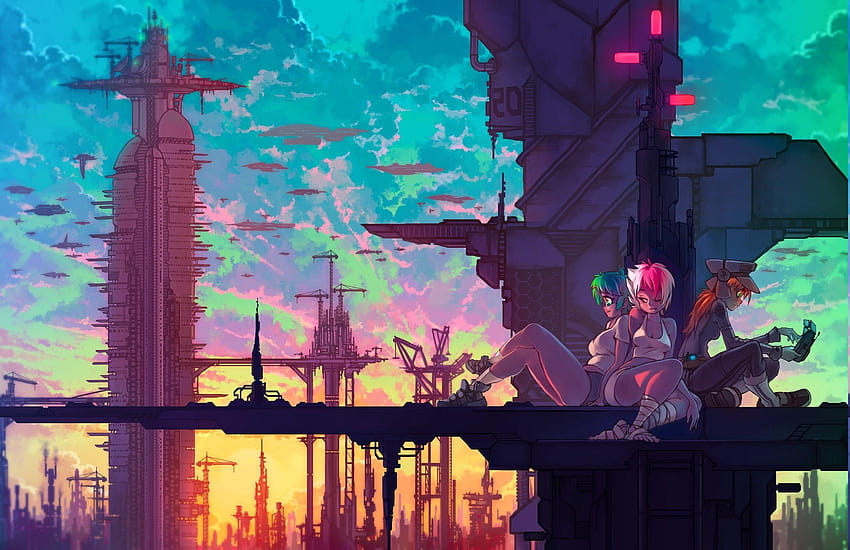 サイバー パンクの背景、アニメ技術 高画質の壁紙
