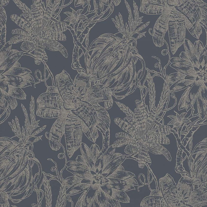 Flower Bloom black silver Gloss Rasch Textil 289656 HD phone wallpaper