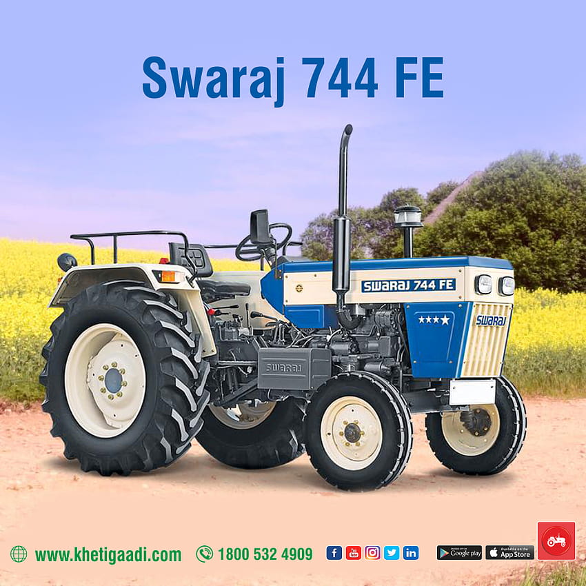 Swaraj 744 FE, трактор swaraj HD тапет за телефон