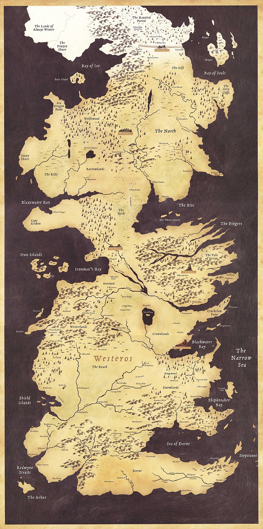 cartel del mapa mundial de juego de tronos
