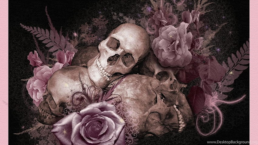 Skulls And Roses Abstract Nonsense HD wallpaper