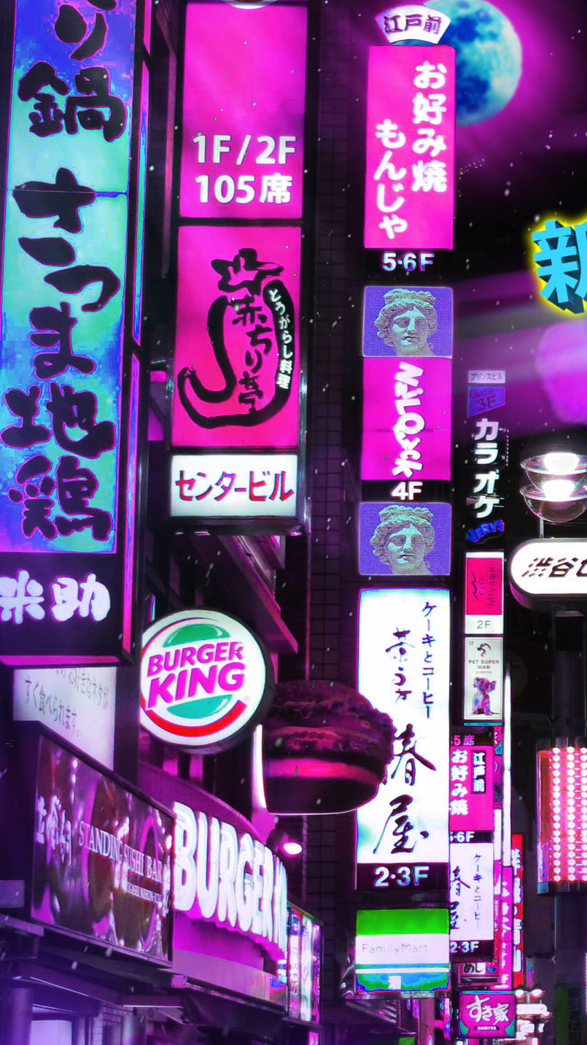 Iphone Aesthetic Tokyo, fioletowa estetyka Tokio Tapeta na telefon HD
