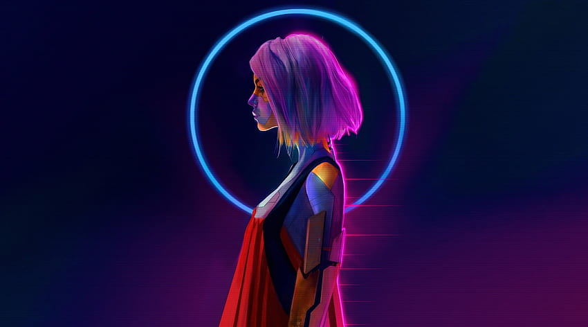 Sci Fi Pink Hair Short Hair, cyberpunk girl pink HD wallpaper
