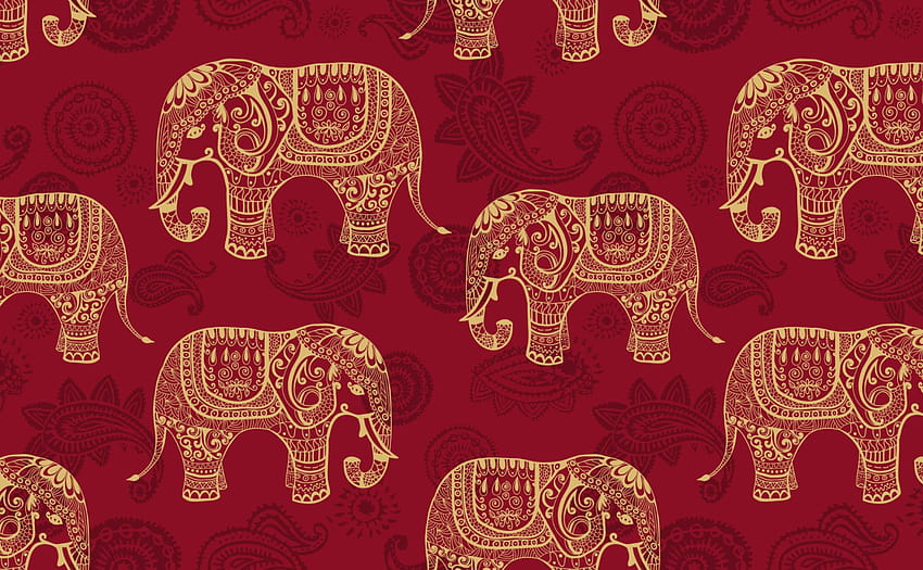 Elefantes indios para paredes, patrón indio fondo de pantalla