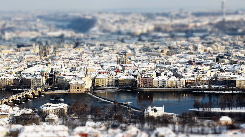 Зимна панорама на Прага Ultra Backgrounds за U TV : Мултидисплей, двоен монитор : Таблет : Смартфон, зимна Прага HD тапет