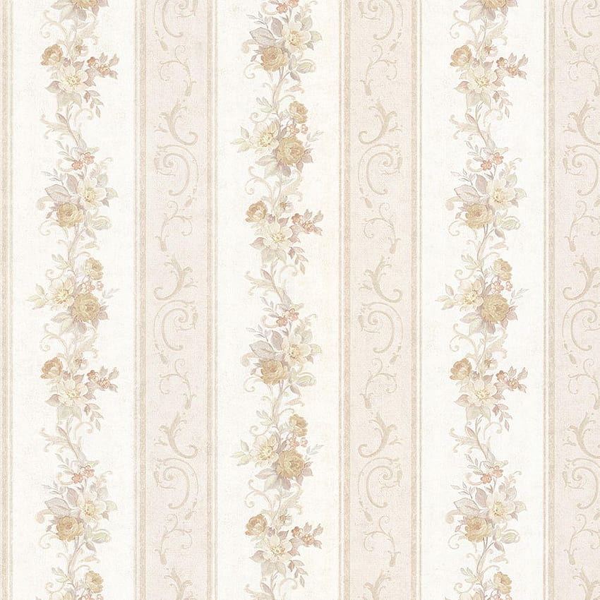 Mirage Lorelai Taupe Floral Stripe 992, vintage floral peach HD phone wallpaper