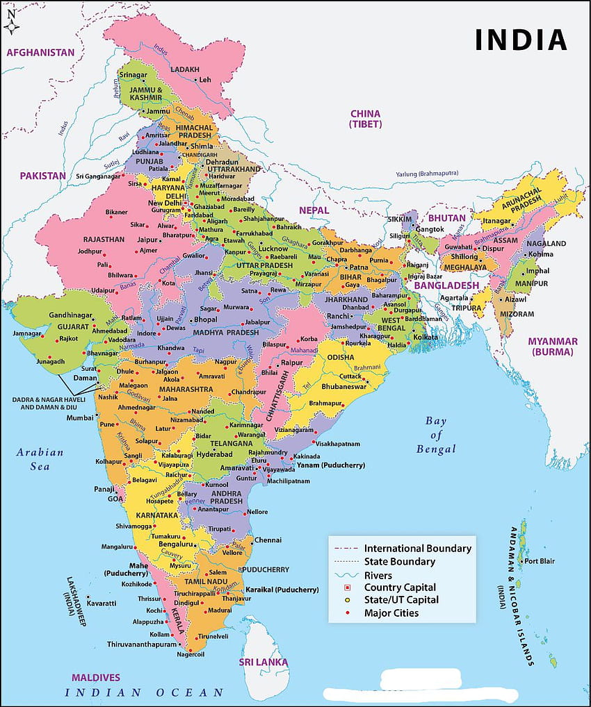 Carte de l'Inde, carte indienne Fond d'écran de téléphone HD