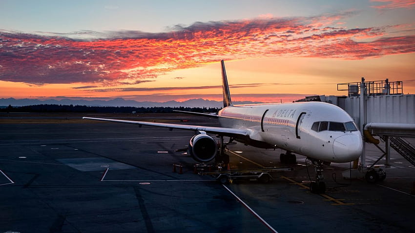 Aviões de passageiros, avião no aeroporto papel de parede HD