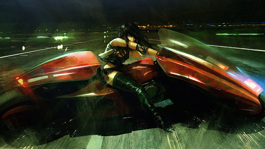 Akira, futuristico, motocicletta, donne con bici, cyberpunk, fantascienza ragazza motociclista motociclista cyberpunk Sfondo HD