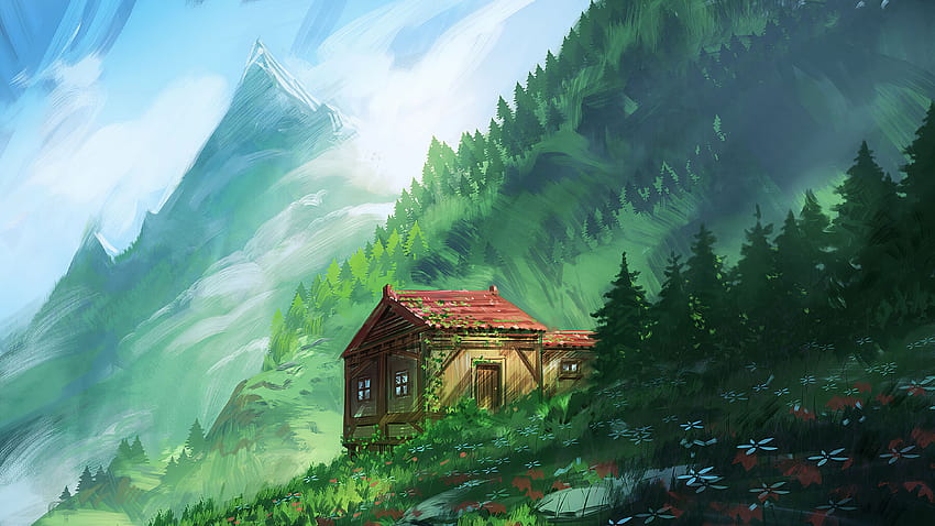 山の中の居心地の良い小さな家 [3840x2160] :, 居心地の良い夜 高画質の壁紙