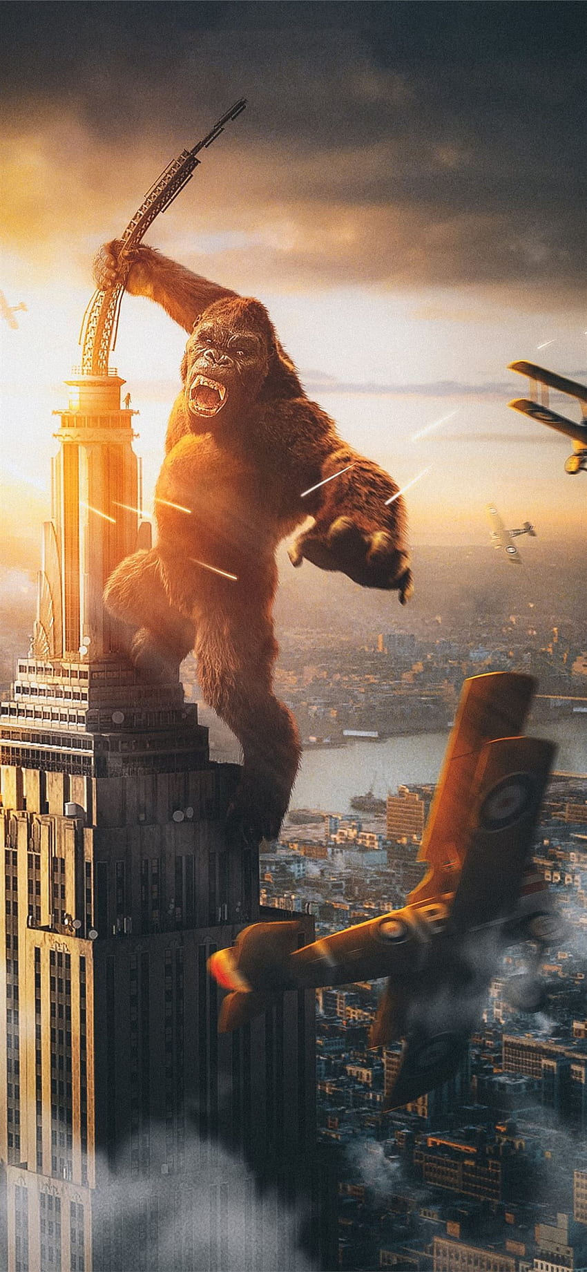 King Kong gegen Flugzeug iPhone X, Godzilla gegen Kong HD-Handy-Hintergrundbild