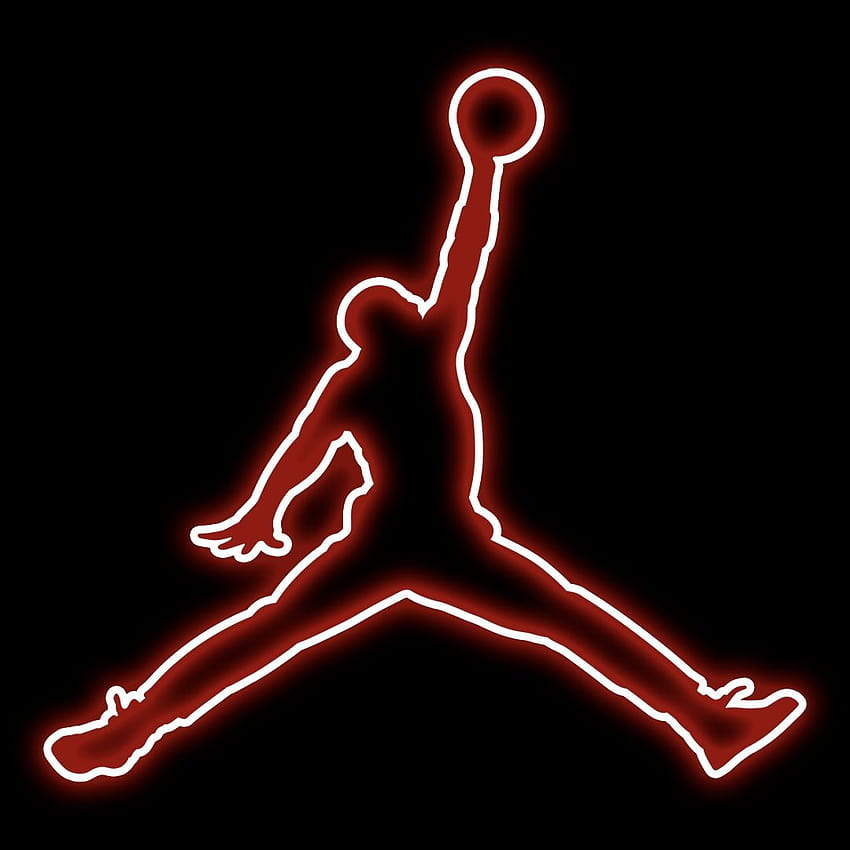 Logotipo de Air Jordan de neón rojo // Icono, michael jordan neón fondo de pantalla del teléfono