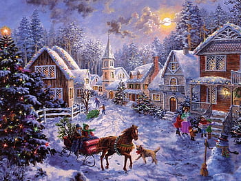 Best 4 Victorian Snow Scenes Backgrounds on Hip, christmas rustic HD ...
