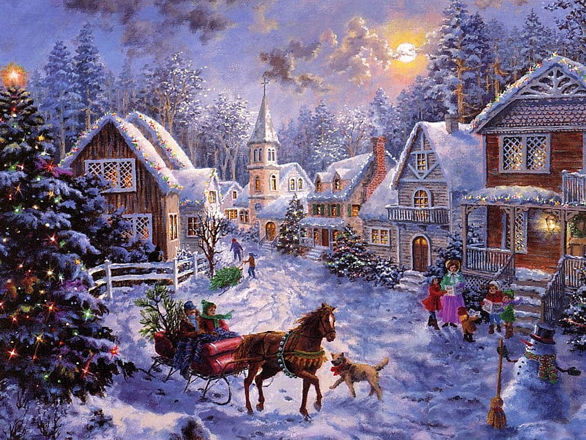 Best 4 Victorian Snow Scenes Backgrounds on Hip, christmas magical HD wallpaper