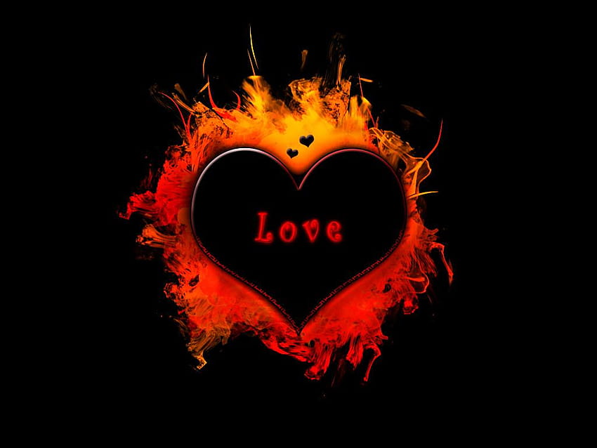 Black Love Fire Heart HD wallpaper