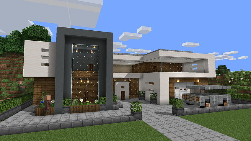 5 migliori progetti di ville moderne di Minecraft, casa moderna di Minecraft Sfondo HD