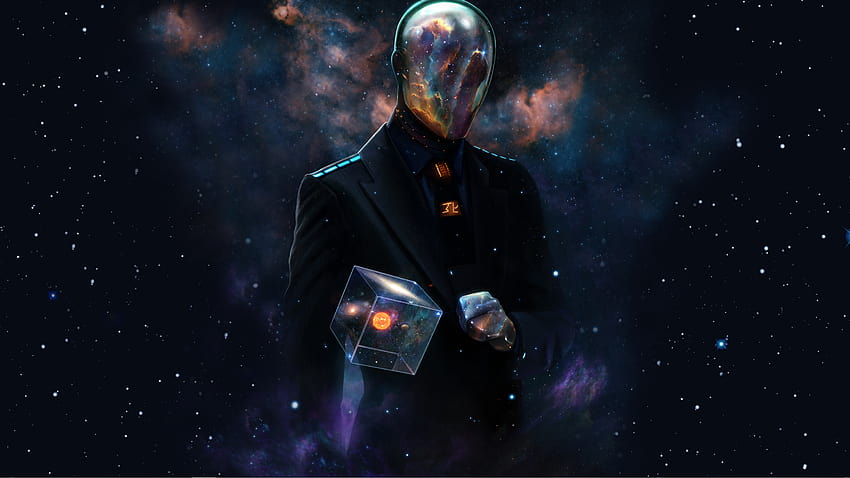 1104053 illustration, space, futuristic, artwork, Earth, space art, cube, helmet, suits, universe, astronomy, Last Man Standing Killbook of a Bounty Hunter, midnight, Dan Luvisi, darkness, screenshot, computer , outer space, astronomical object HD wallpaper