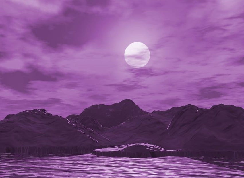 Montañas iluminadas por la luna Luna Nubes Cielo Lago ... pinterest, luna púrpura y montaña fondo de pantalla