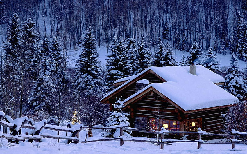 3 świąteczne sceny ze śniegiem, świąteczne zimowe sceny Tapeta HD